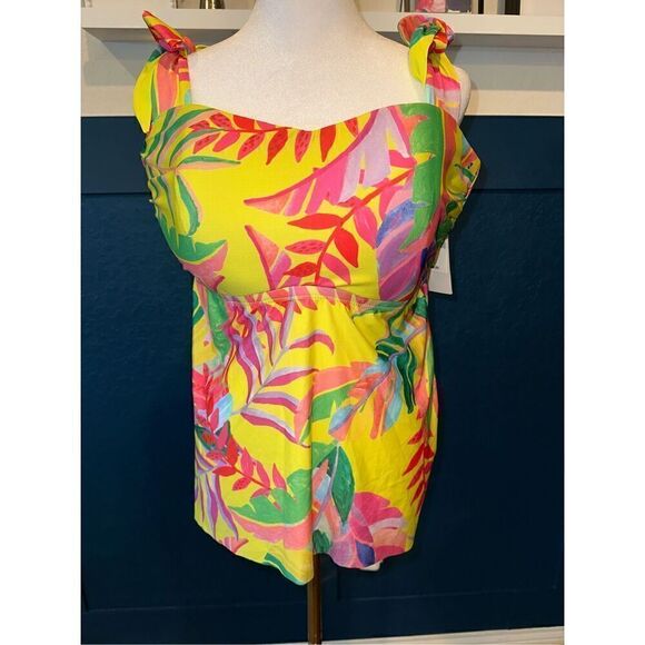 BECCA ETC Plus Size Costa Bella Tie-Strap Tankini Swim Top - Picture 2 of 5